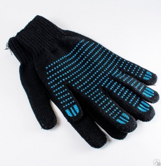 Перчатки х/б с ПВХ 5 нитей (черные) 1 пара